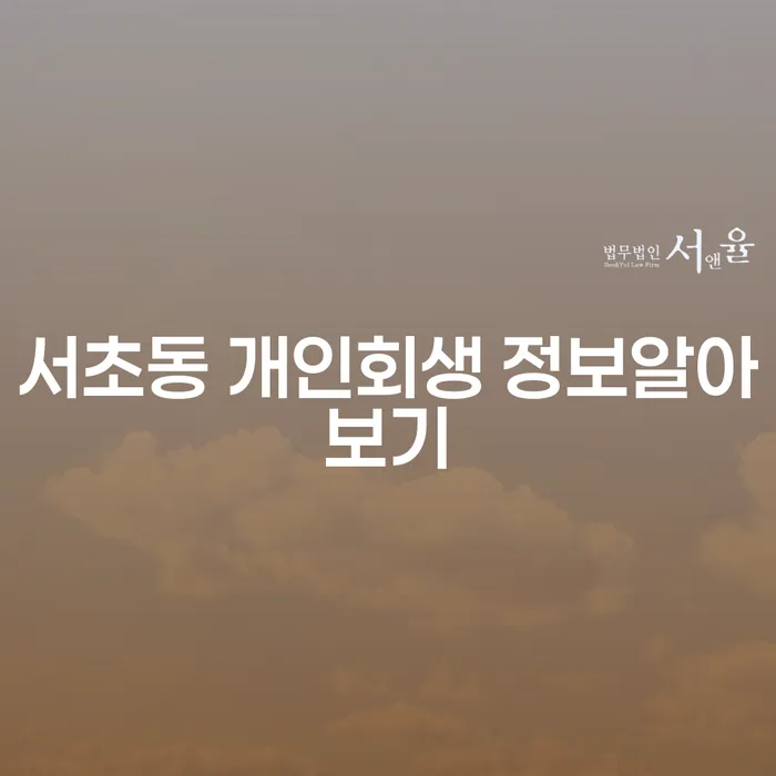 서초동 개인회생 정보알아보기